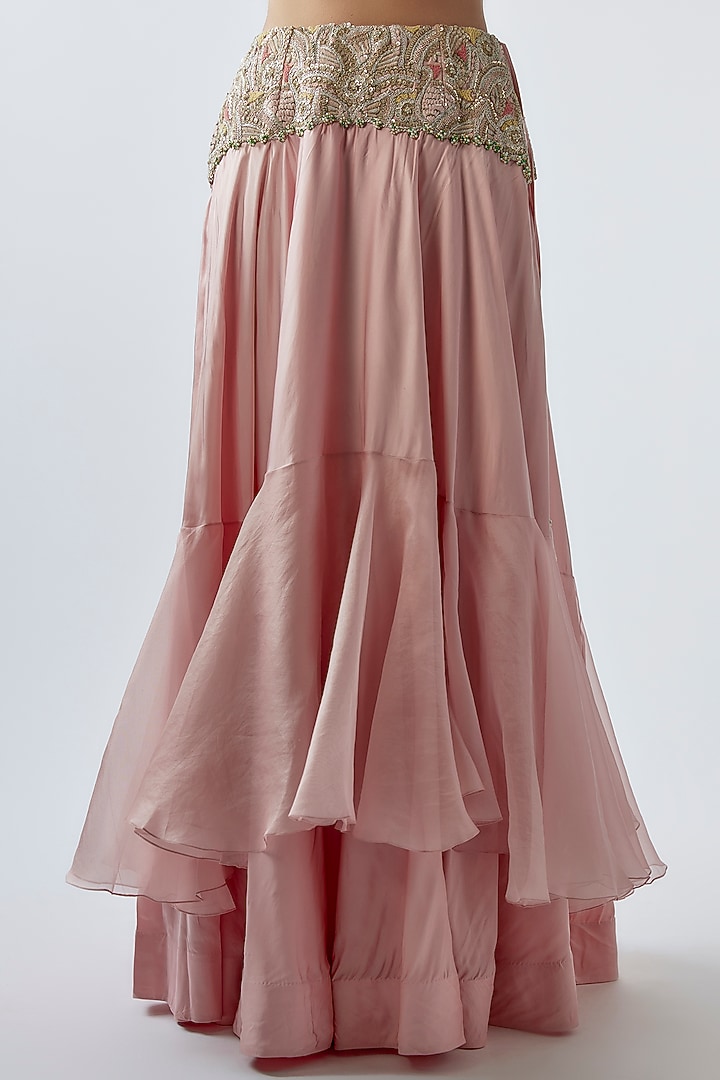 Pink Silk & Organza Embroidered Jacket Bridal Lehenga Set by Minaxi Dadoo at Pernia's Pop Up Shop