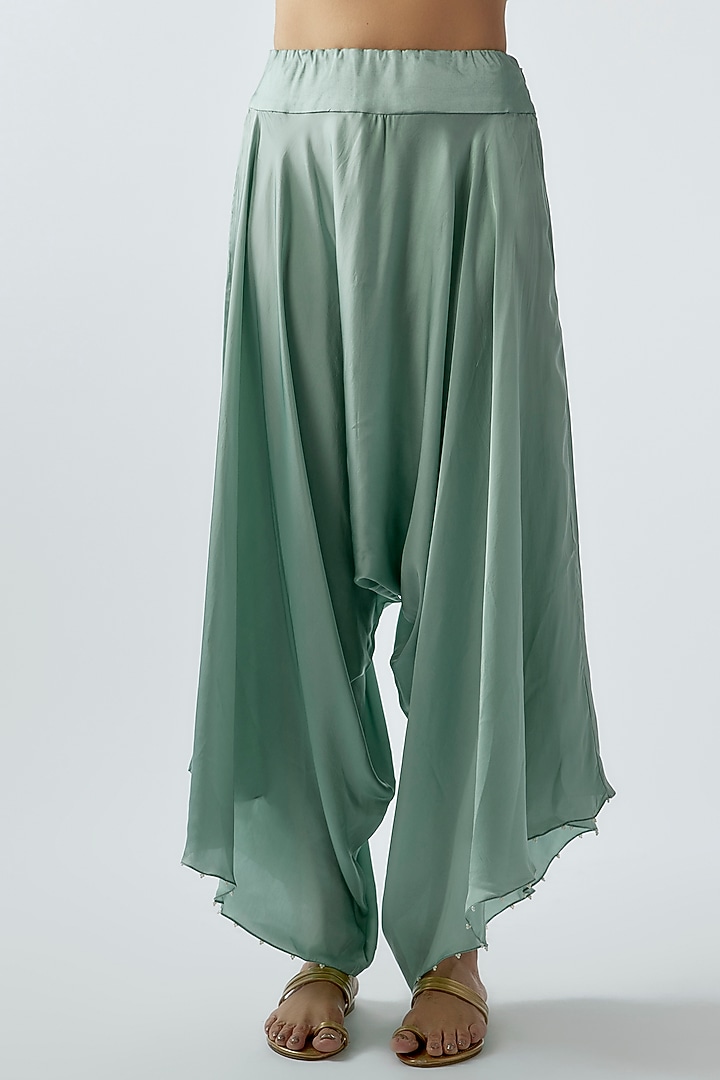 Powder Blue Dupion Embroidered Cape Set by Minaxi Dadoo at Pernia's Pop Up Shop