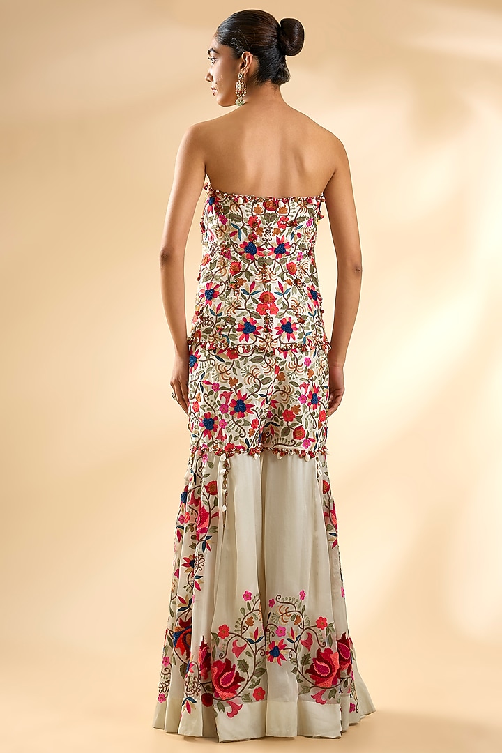 Ivory Silk Organza Bridal Sharara Set by Minaxi Dadoo at Pernia's Pop Up Shop