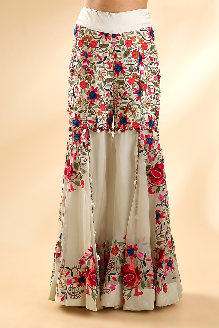Ivory Silk Organza Bridal Sharara Set by Minaxi Dadoo at Pernia's Pop Up Shop