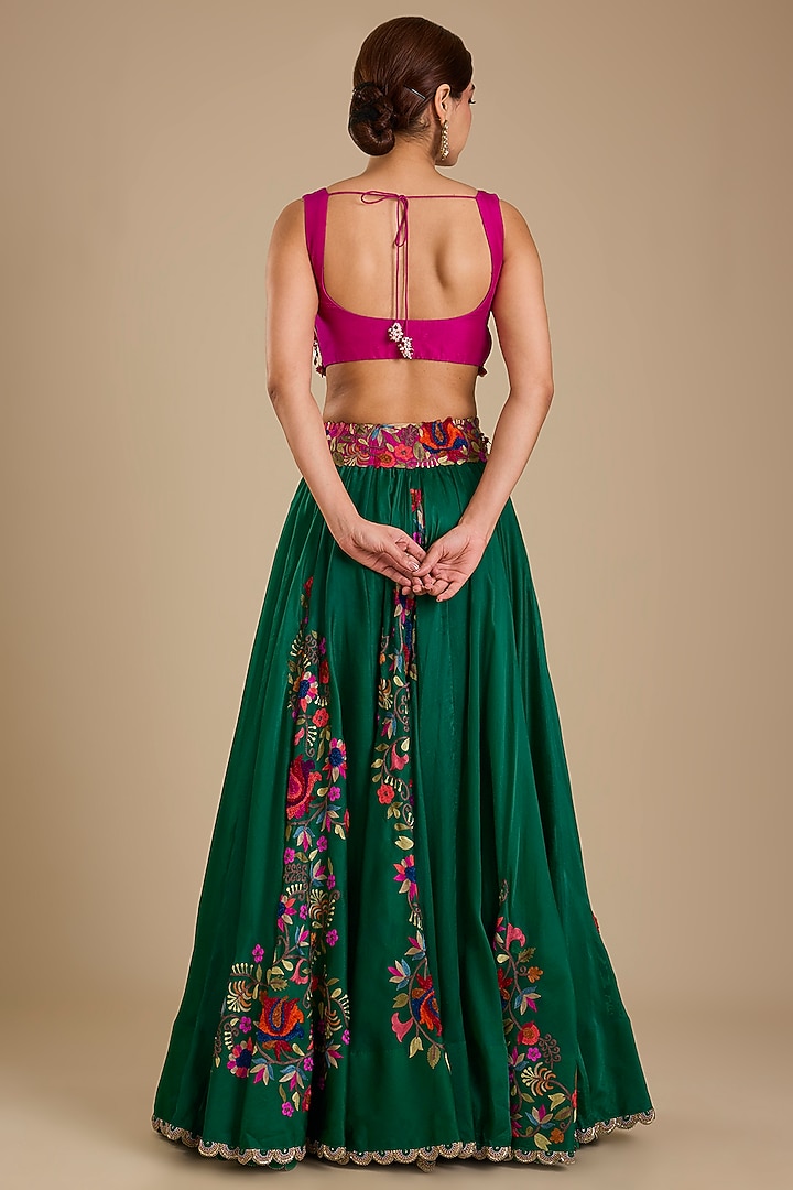 Rani Pink Silk Kashmiri Work Cape Set by Minaxi Dadoo at Pernia's Pop Up Shop