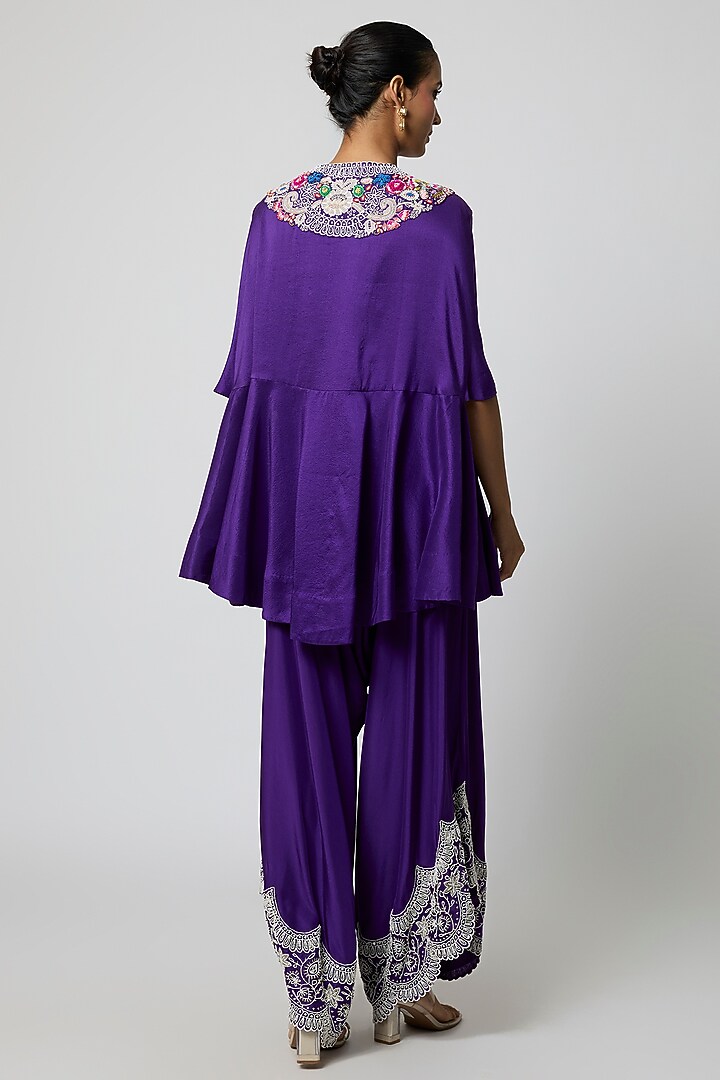 Violet Dupion Cape Set by Minaxi Dadoo at Pernia's Pop Up Shop