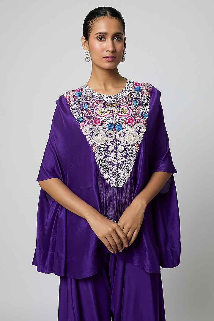 Violet Dupion Cape Set by Minaxi Dadoo at Pernia's Pop Up Shop