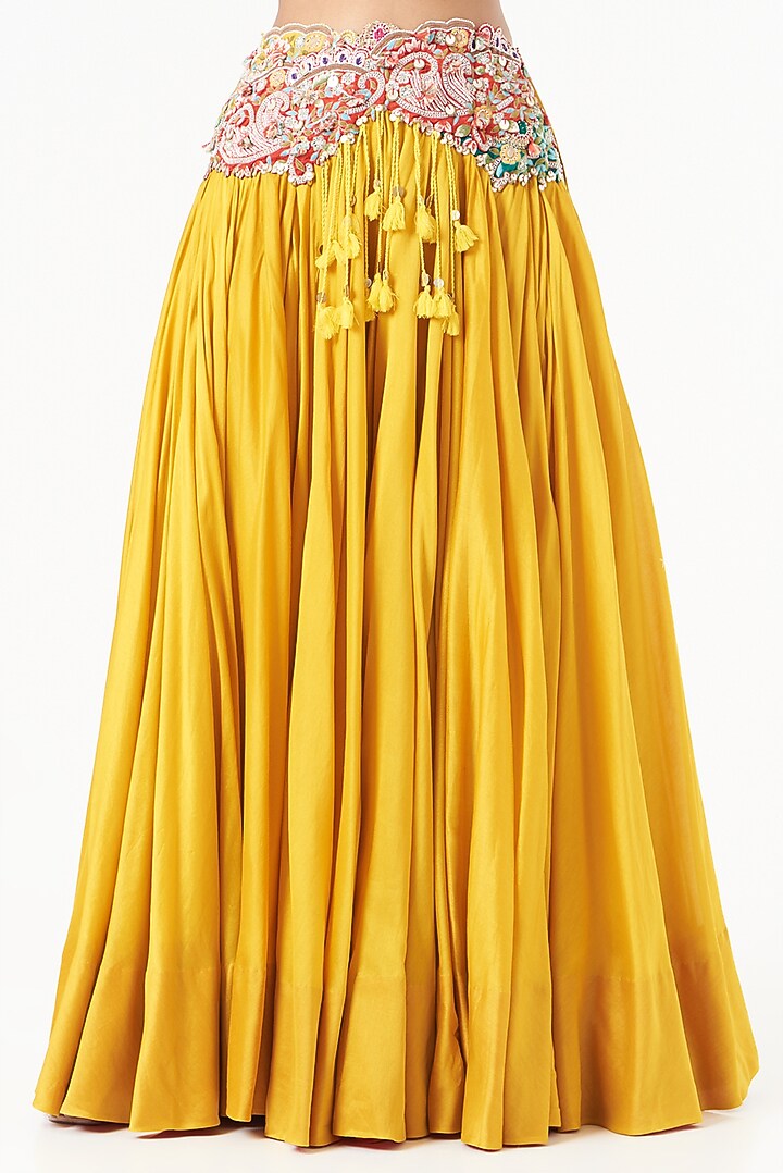 Yellow Silk Jacket Bridal Lehenga Set by Minaxi Dadoo at Pernia's Pop Up Shop