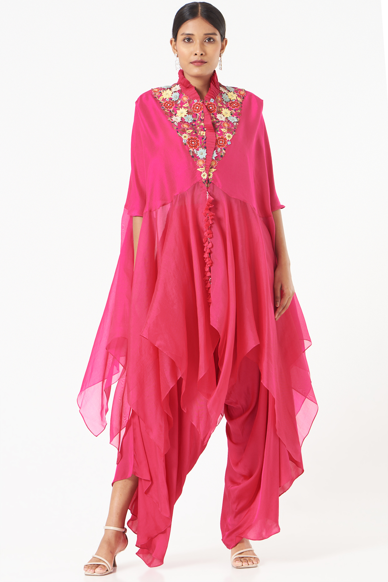 Rani Piink Dupion Cape Set by Minaxi Dadoo at Pernia's Pop Up Shop