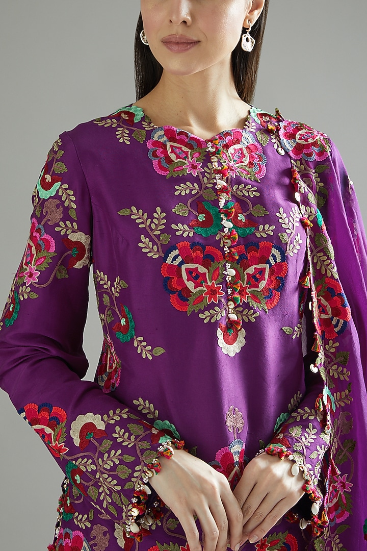 Purple Organza Bridal Sharara Set by Minaxi Dadoo at Pernia's Pop Up Shop