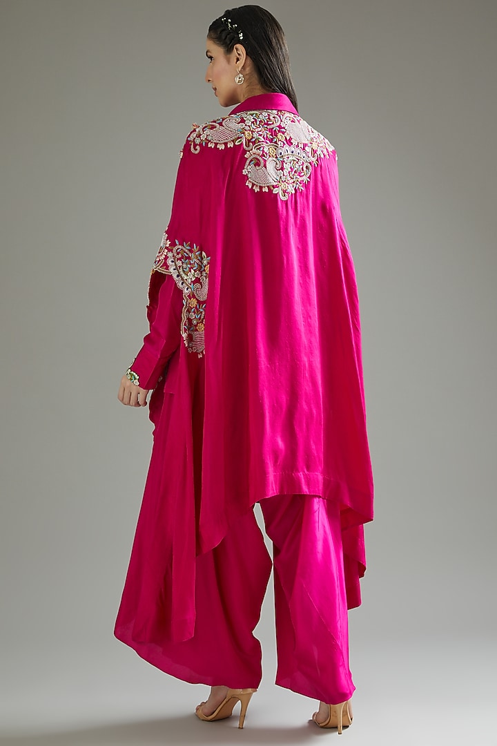 Rani Pink Dupion Cape Set by Minaxi Dadoo at Pernia's Pop Up Shop