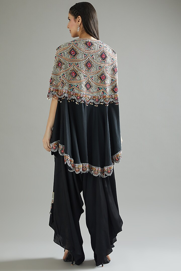 Black Silk Cape Set by Minaxi Dadoo at Pernia's Pop Up Shop