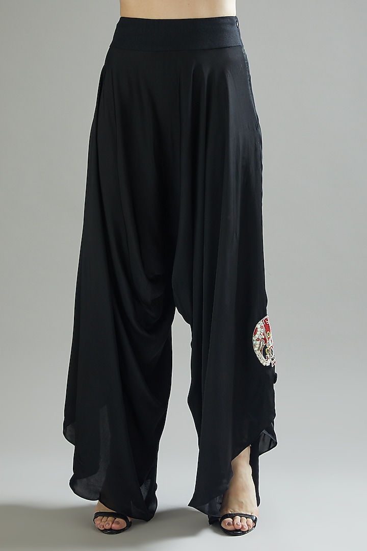 Black Silk Cape Set by Minaxi Dadoo at Pernia's Pop Up Shop