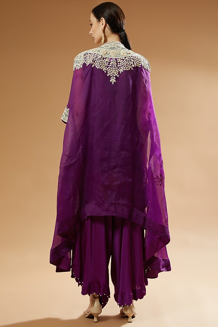 Purple Organza Cape Set by Minaxi Dadoo at Pernia's Pop Up Shop