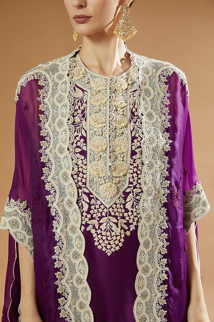 Purple Organza Cape Set by Minaxi Dadoo at Pernia's Pop Up Shop