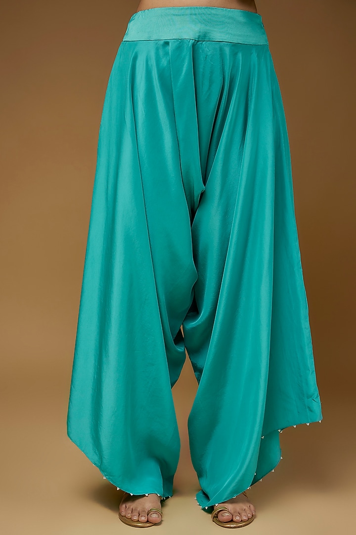 Blue Silk & Organza Ombre Short Kurta Set by Minaxi Dadoo at Pernia's Pop Up Shop