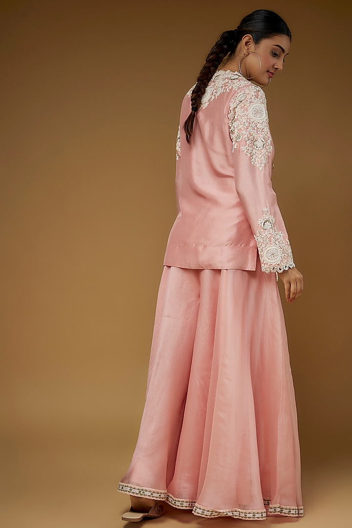 Fresh Pink Organza Bridal Sharara Set by Minaxi Dadoo at Pernia's Pop Up Shop
