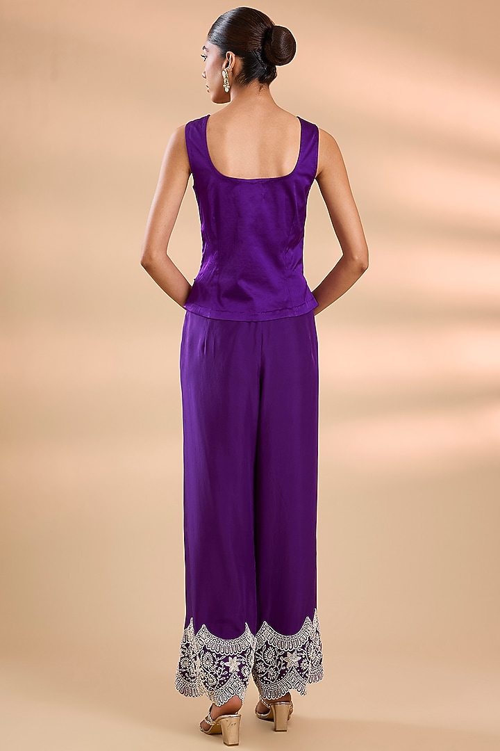 Purple Organza Threadwork Butterfly Cape Set by Minaxi Dadoo at Pernia's Pop Up Shop