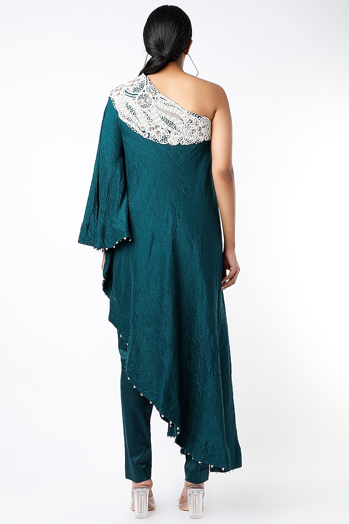 Green Cotton Lycra Pant Set by Minaxi Dadoo at Pernia's Pop Up Shop