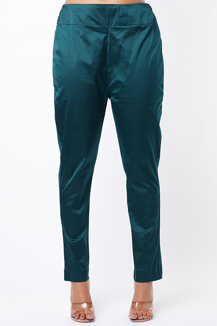 Green Cotton Lycra Pant Set by Minaxi Dadoo at Pernia's Pop Up Shop