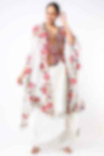 Ivory Silk & Organza Cape Set by Minaxi Dadoo at Pernia's Pop Up Shop