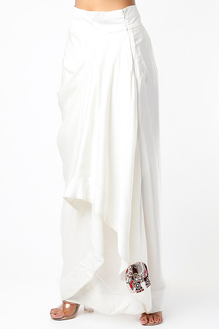 Ivory Silk & Organza Cape Set by Minaxi Dadoo at Pernia's Pop Up Shop