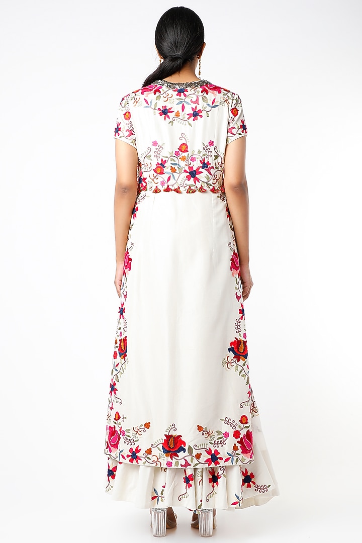 Ivory Silk Layered Kurta Set by Minaxi Dadoo at Pernia's Pop Up Shop