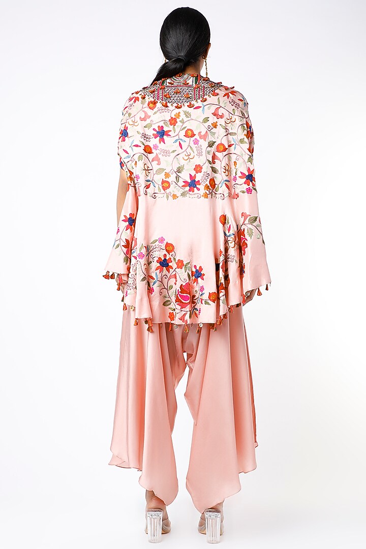 Light Rose Pink Silk Cape Set by Minaxi Dadoo at Pernia's Pop Up Shop