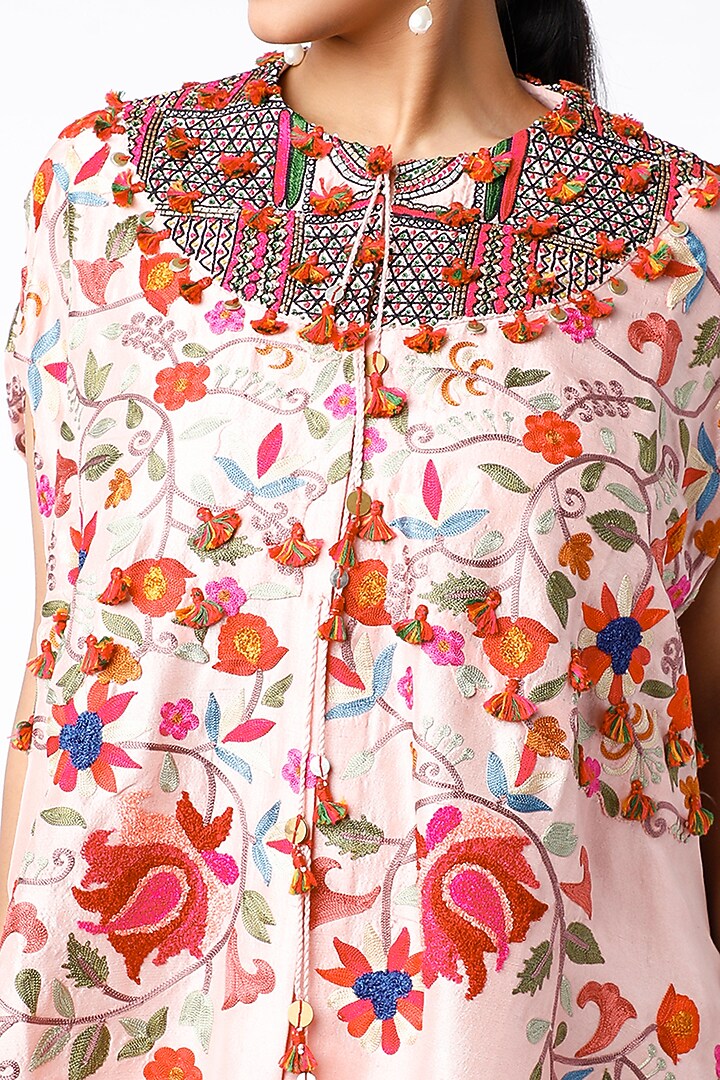 Light Rose Pink Silk Cape Set by Minaxi Dadoo at Pernia's Pop Up Shop