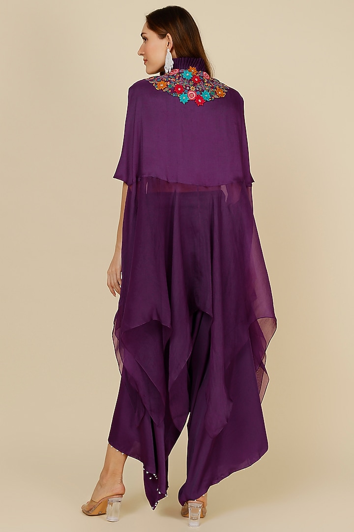Purple Dupion Cape Set by Minaxi Dadoo at Pernia's Pop Up Shop