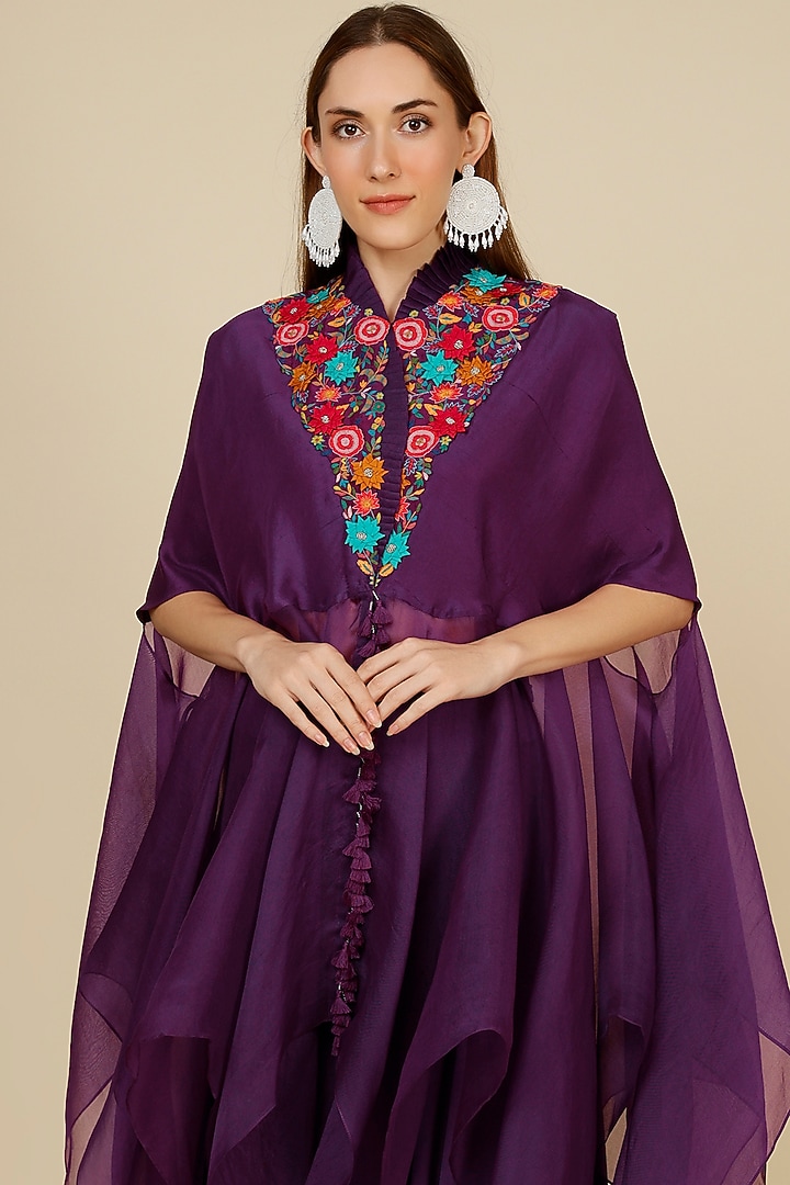 Purple Dupion Cape Set by Minaxi Dadoo at Pernia's Pop Up Shop