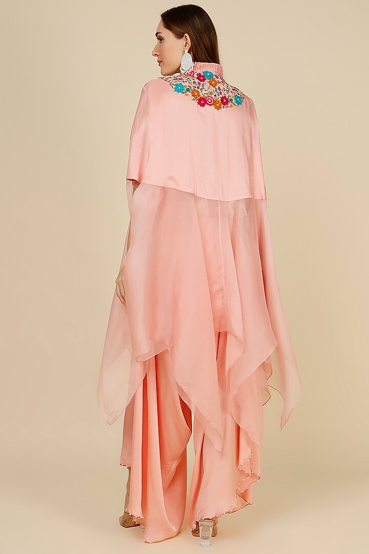Pink Dupion Cape Set by Minaxi Dadoo at Pernia's Pop Up Shop