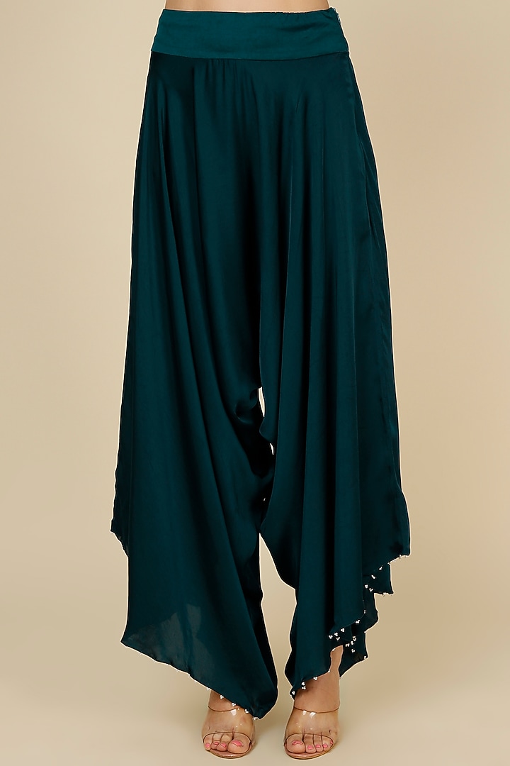 Peacock Blue Dupion Cape Set by Minaxi Dadoo at Pernia's Pop Up Shop