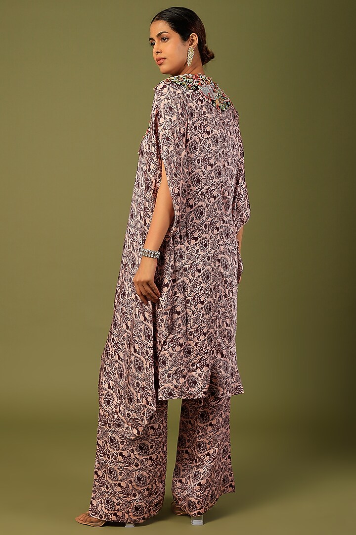 Black & White Silk Printed Kaftan Set by Minaxi Dadoo at Pernia's Pop Up Shop