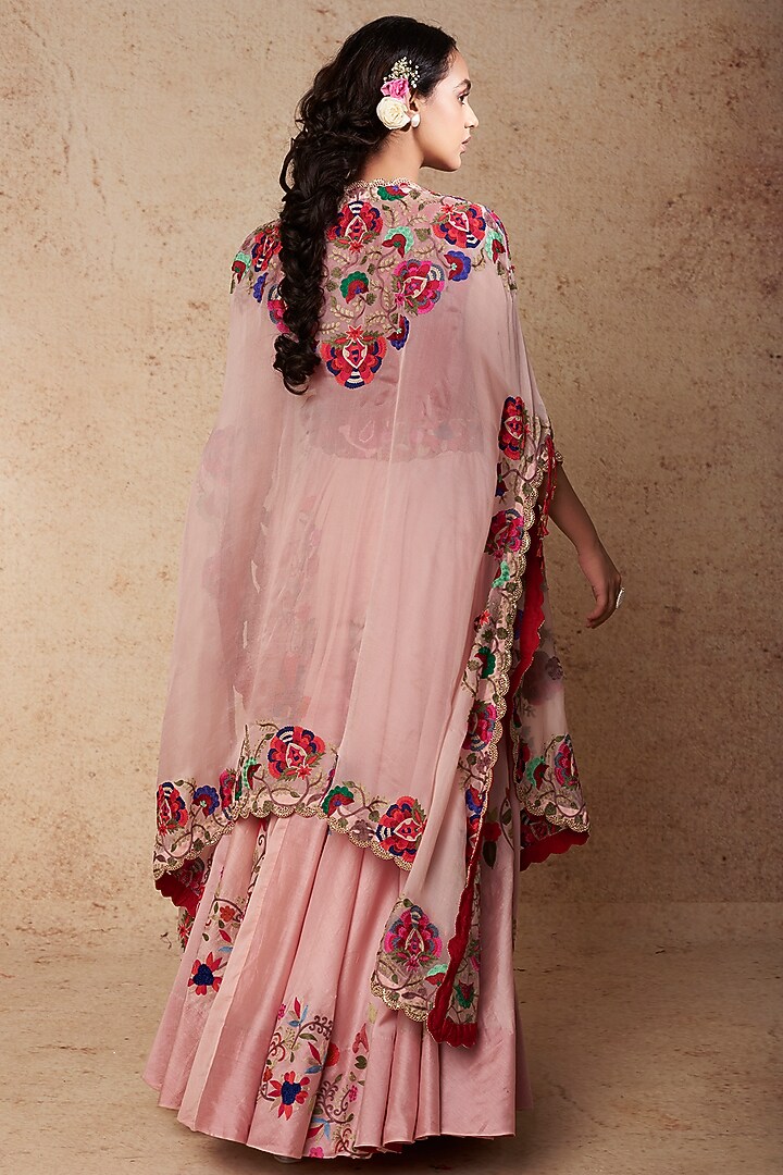 Pink Chanderi Kalidar Skirt Set by Minaxi Dadoo at Pernia's Pop Up Shop