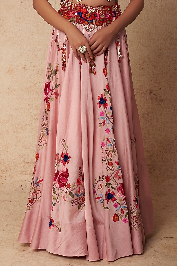 Pink Chanderi Kalidar Skirt Set by Minaxi Dadoo at Pernia's Pop Up Shop