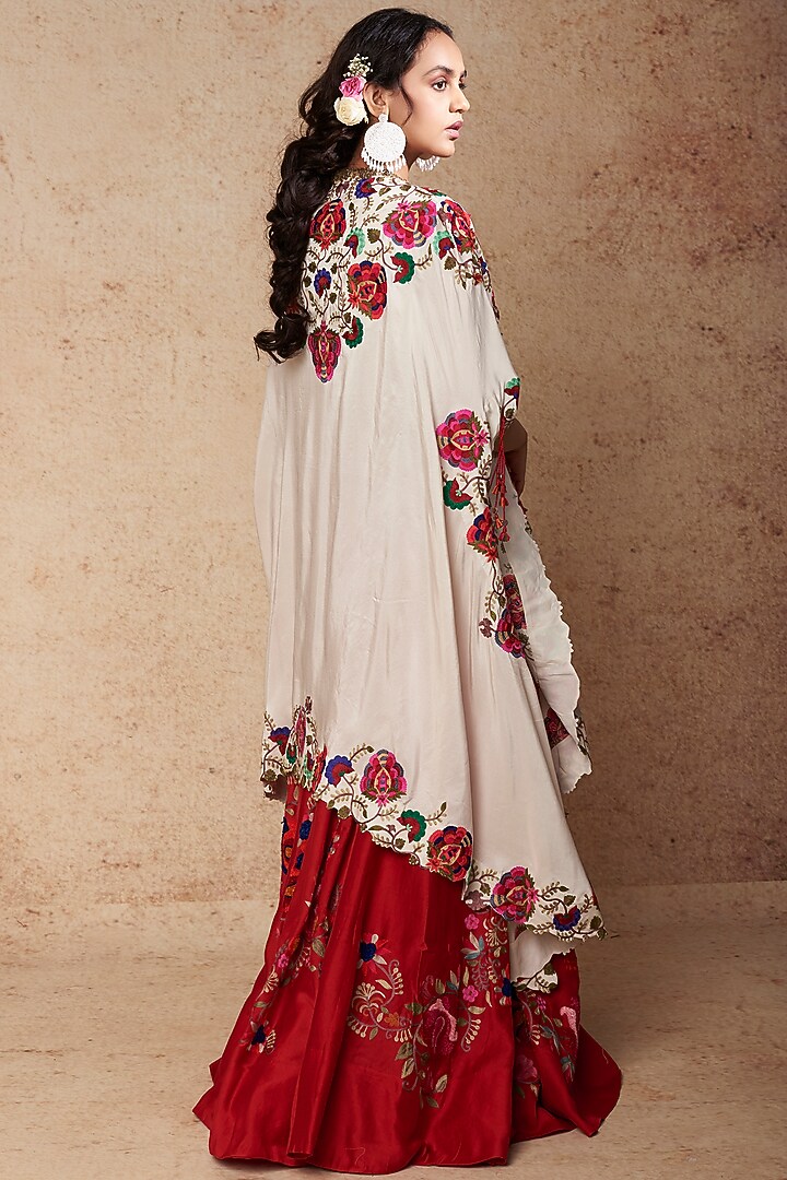 Red Chanderi Kalidar Skirt Set by Minaxi Dadoo at Pernia's Pop Up Shop