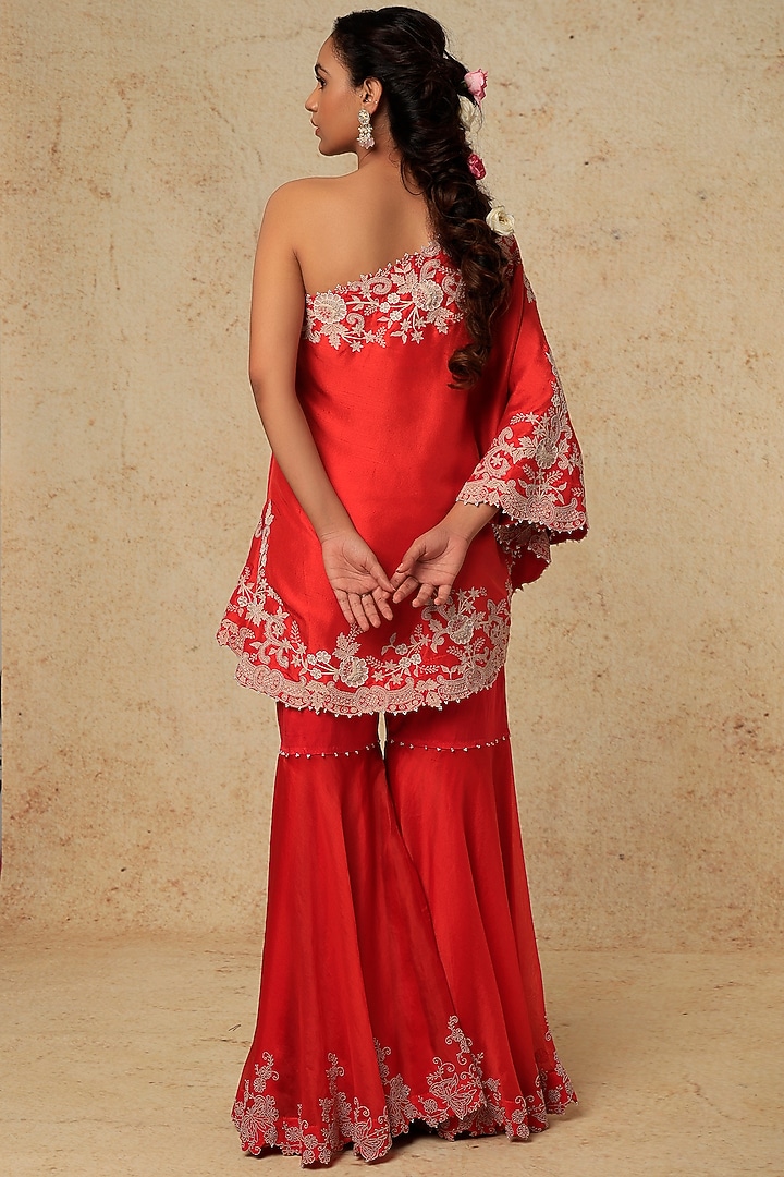 Rust Orange Organza Gharara Set by Minaxi Dadoo at Pernia's Pop Up Shop