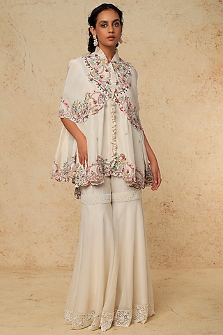 Ivory Chanderi Gharara Set by Minaxi Dadoo