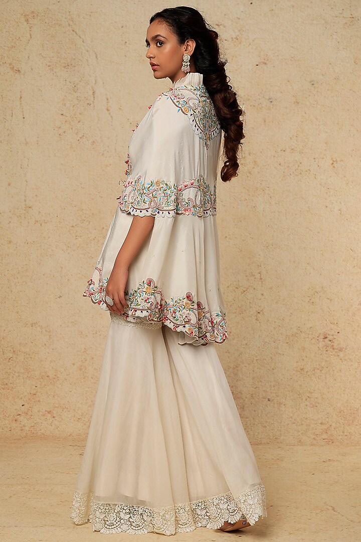 Ivory Chanderi Gharara Set by Minaxi Dadoo at Pernia's Pop Up Shop