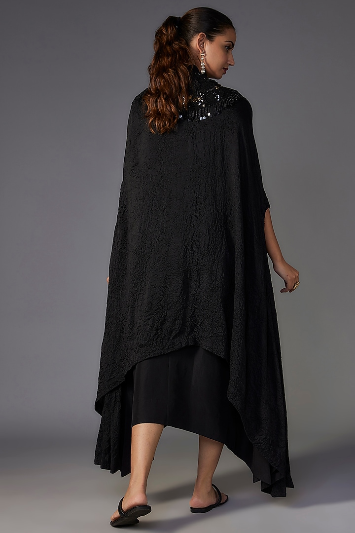 Black Dupion & Organza Sequins Embroidered Jacket Party Wear Dress by Minaxi Dadoo at Pernia's Pop Up Shop