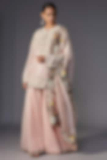 Light Pink Organza Sharara Set by Minaxi Dadoo at Pernia's Pop Up Shop