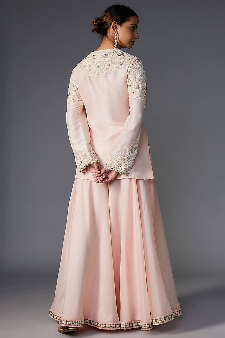 Light Pink Organza Bridal Sharara Set by Minaxi Dadoo at Pernia's Pop Up Shop