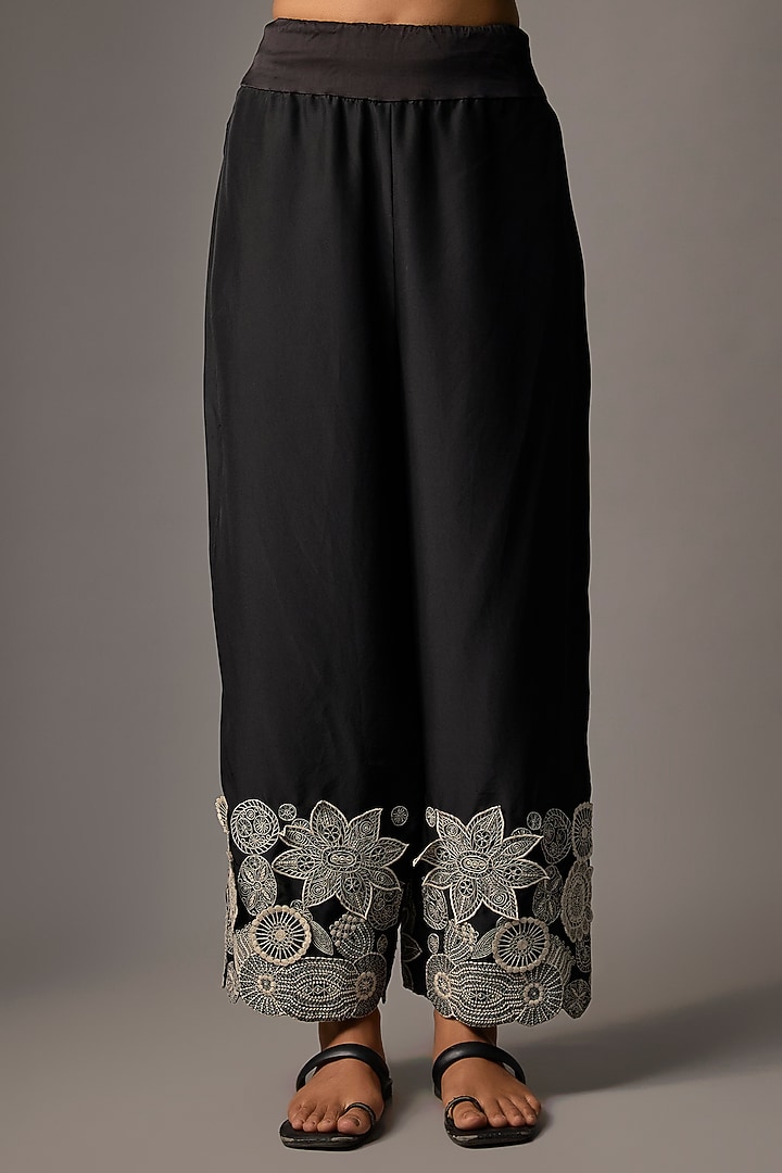 Black Chiffon & Silk Draped Kurta Set by Minaxi Dadoo at Pernia's Pop Up Shop