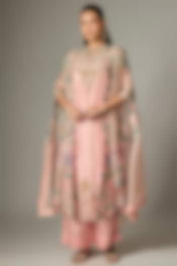 Pink Dupion Embroidered Kurta Set by Minaxi Dadoo at Pernia's Pop Up Shop