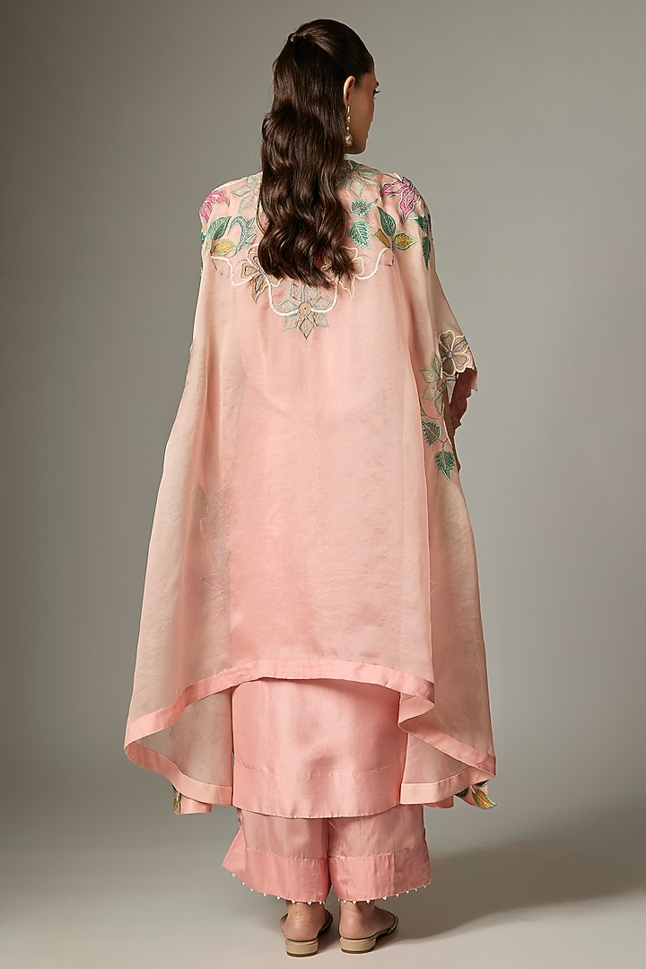 Pink Dupion Embroidered Kurta Set by Minaxi Dadoo at Pernia's Pop Up Shop
