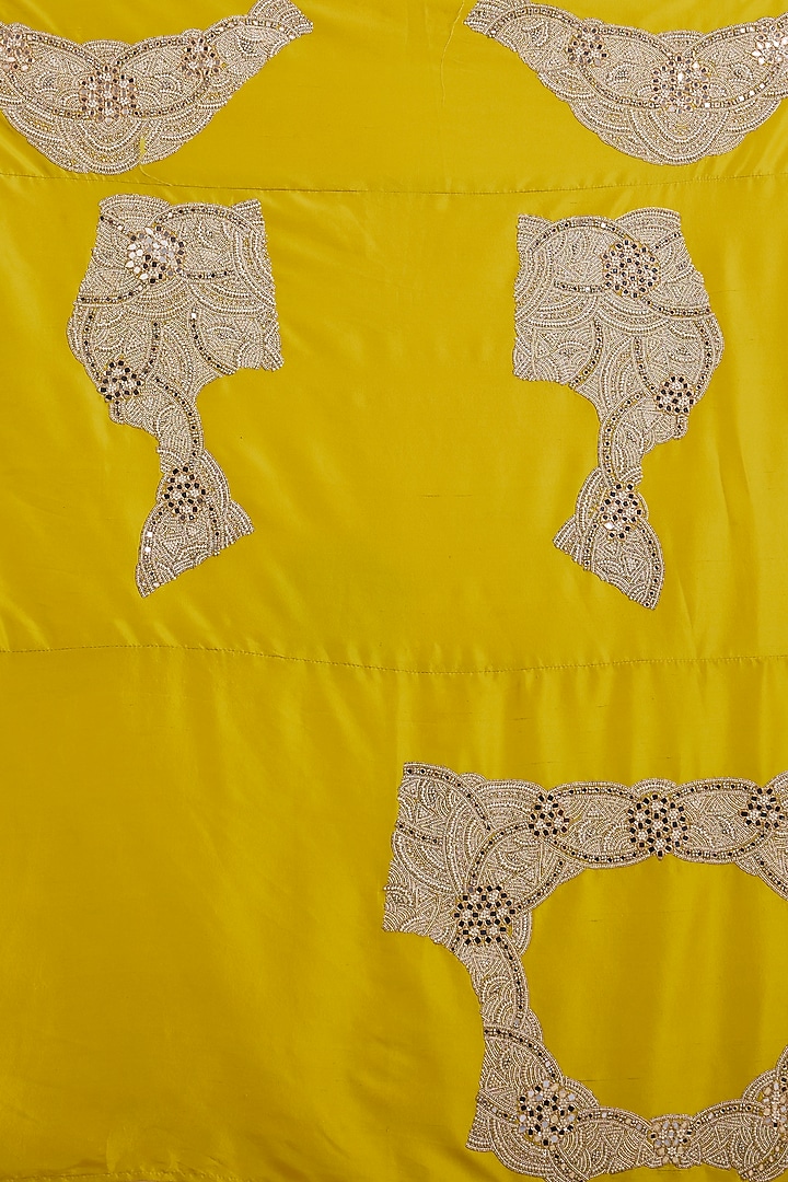 Yellow Organza Mirror Work Bridal Saree Set by Minaxi Dadoo at Pernia's Pop Up Shop