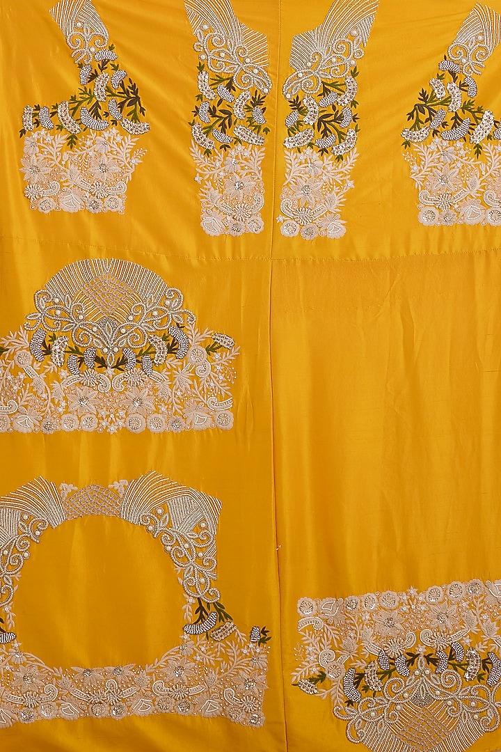 Mango Yellow Organza Thread Work Bridal Saree Set by Minaxi Dadoo at Pernia's Pop Up Shop