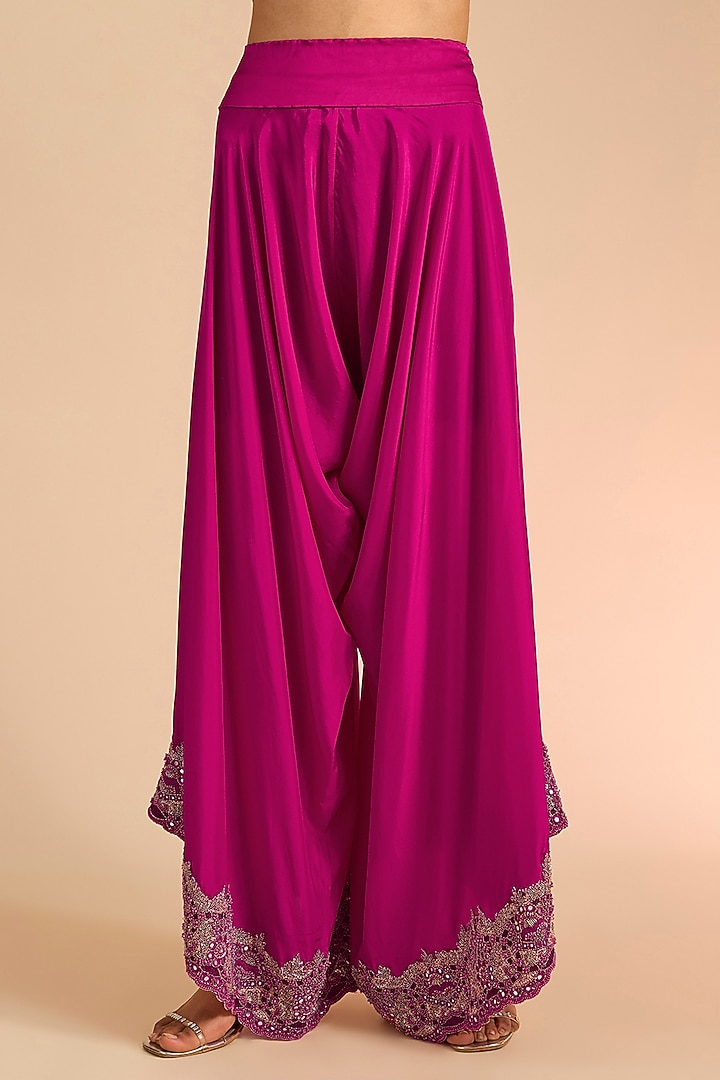 Rani Pink Dupion Mirror Embroidered Ariya Cape Set by Minaxi Dadoo at Pernia's Pop Up Shop