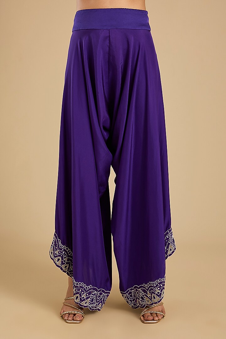 Violet Dupion Silk Mirror Work Cape Set by Minaxi Dadoo at Pernia's Pop Up Shop