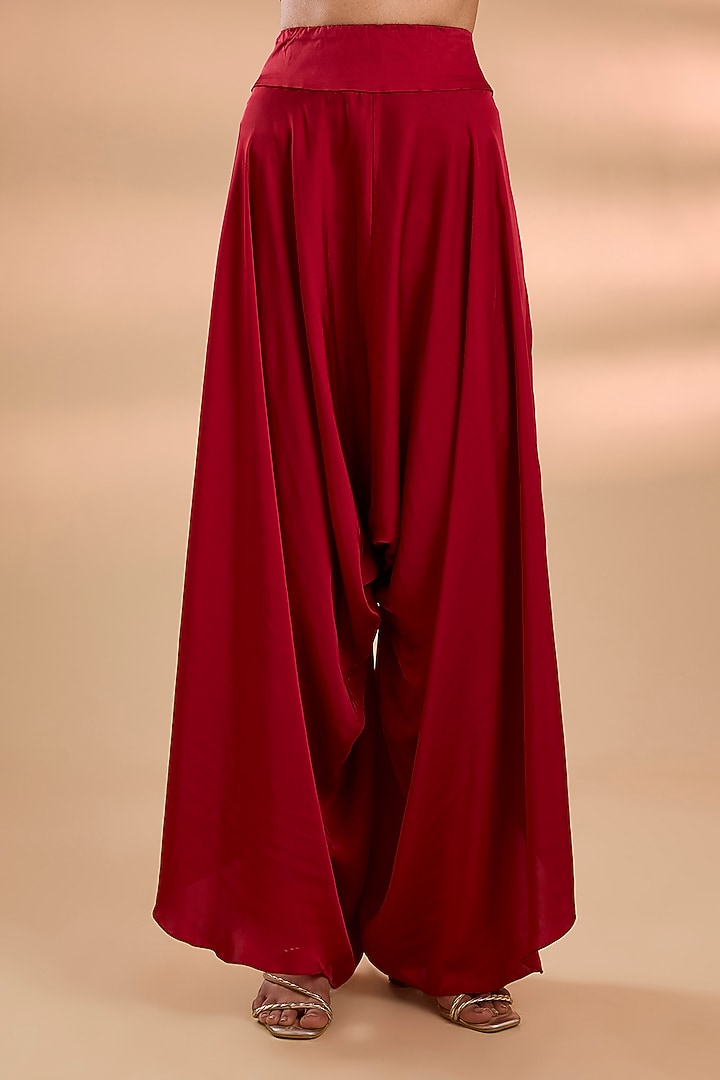 Red Dupion Mirror Work Cape Set by Minaxi Dadoo at Pernia's Pop Up Shop