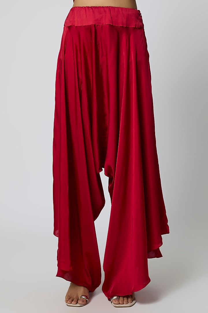 Red Dupion Kasab Work Cape Set by Minaxi Dadoo at Pernia's Pop Up Shop