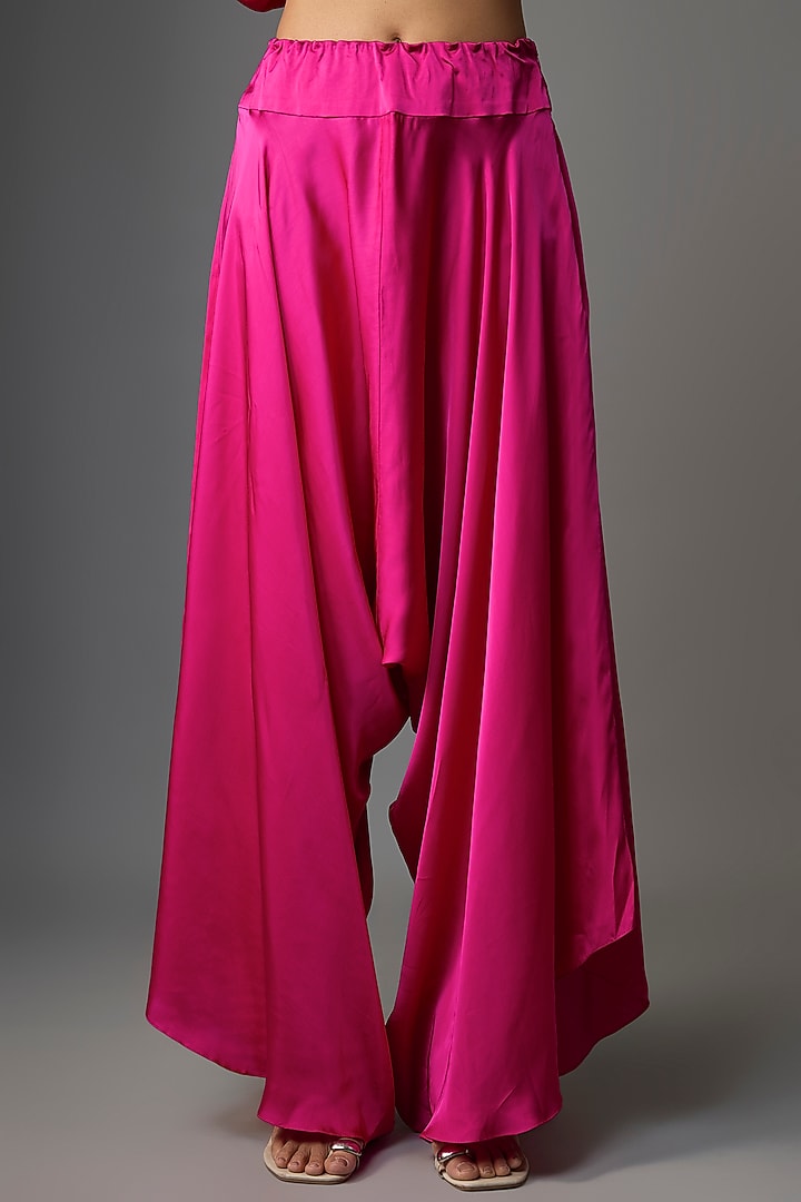 Rani Pink Dupion Silk Mirror Embroidered Cape Set by Minaxi Dadoo at Pernia's Pop Up Shop