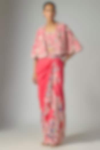 Pink Dupion Silk Embroidered Pick-Up Skirt Set by Minaxi Dadoo at Pernia's Pop Up Shop